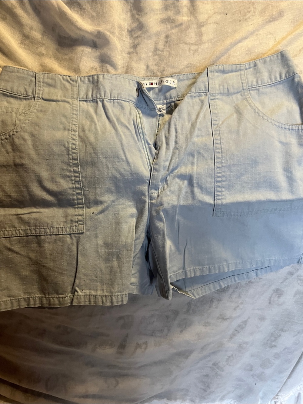 Tommy Hilfiger Pale Blue Women's Bermuda Shorts with Front Patch Pockets